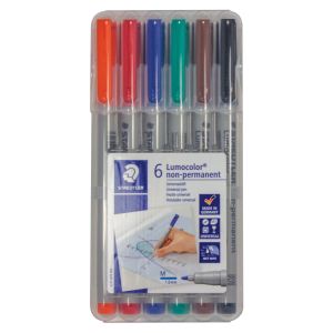 Water Soluble Marker Medium Tip Multi-Color (6)