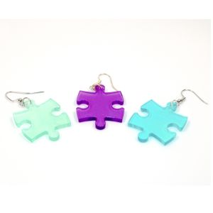 Hook Earrings Borealis Puzzle Piece Pair (Assorted Dice Colors)
