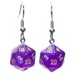 Hook Earrings Borealis Royal Purple Mini d20 Pair