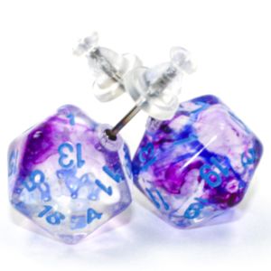 Stud Earrings Nebula Nocturnal Mini d20 Pair