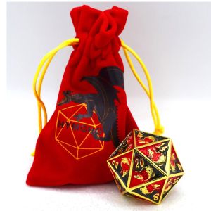 d20 45mm Dragon: Red/Black with Gold