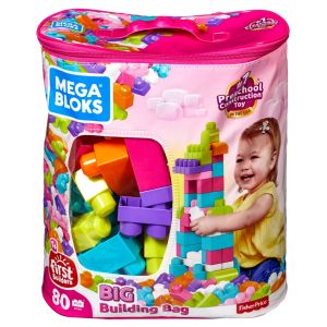 Mega Building Bloks: Big Building Bag (80pc) Pink (4)