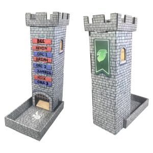 Castle Keep Dice Tower with Magnetic Turn Tracker Light Gray