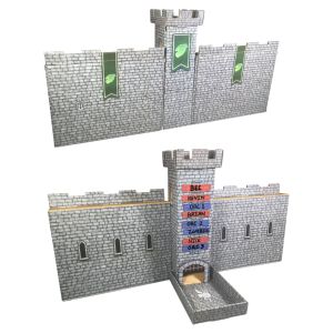 Castle Keep Dice Tower with Castle Walls and Magnetic Turn Tracker Light Gray