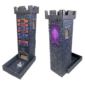 Dark Castle Dice Tower with Magnetic Turn Tracker Dark Gray