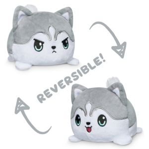 Reversible Husky Plush: Happy Gray & Angry Gray
