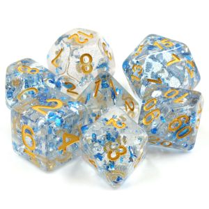 7-Set Let It Roll Clear with Blue Flakes and Gold