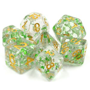 7-Set Evergreen Sparkle Clear with Green Flakes and Gold