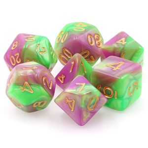 7-Set Harlequin's Vow Green and Rose Fusion with Gold