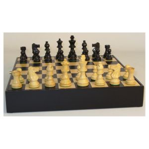 3" Black French Chess Set on Chest